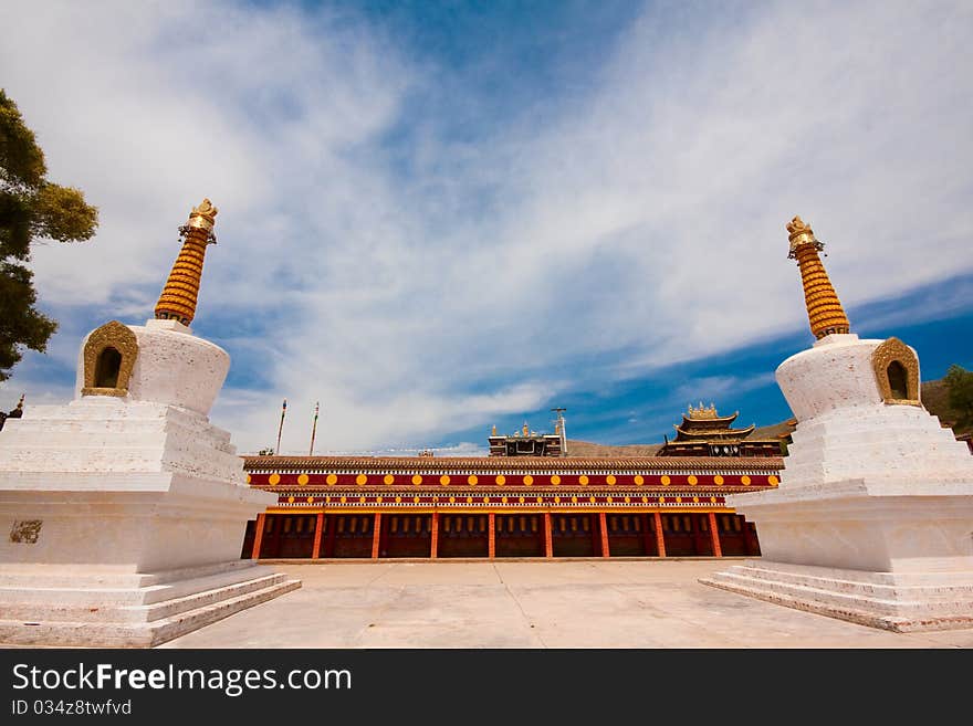 Tibet Temple in blue sky,Tibet,china. Tibet Temple in blue sky,Tibet,china.