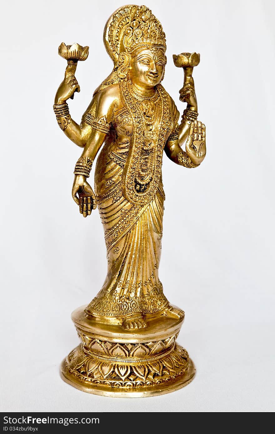 Angled laxmi mata statue hindu demi god on a light background