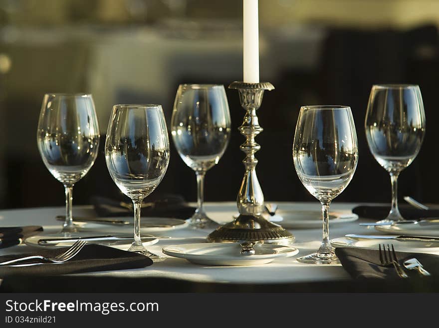 Dinner table set for 5 persons