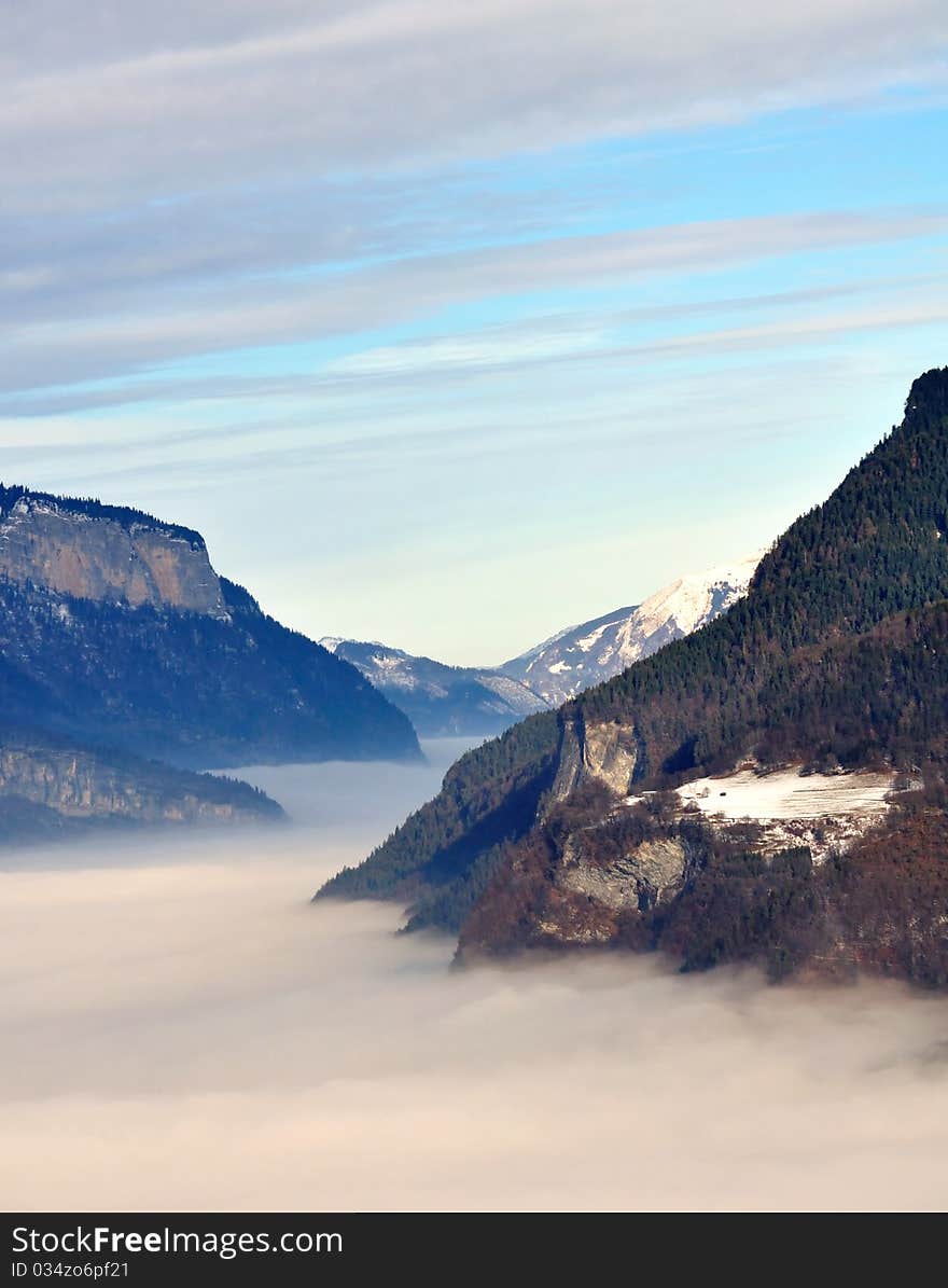 Clouds filling the valley