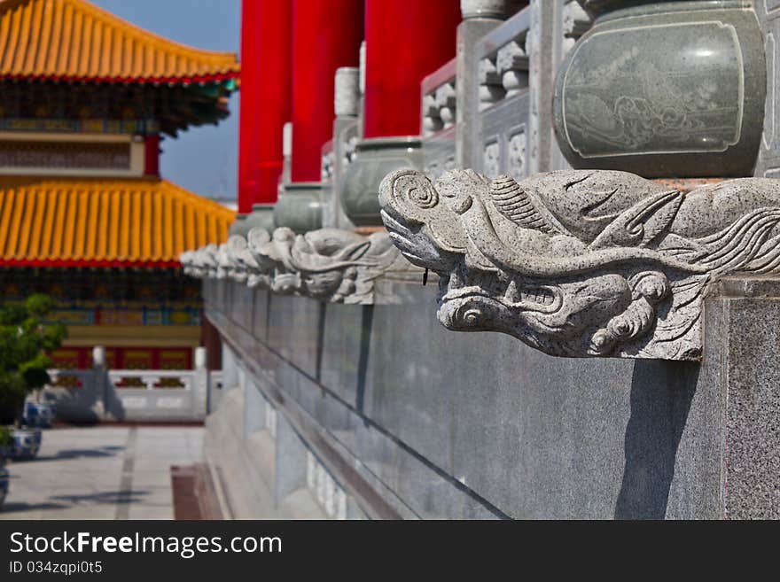 Head of dragon statue chinese style in temple Thailand. Head of dragon statue chinese style in temple Thailand