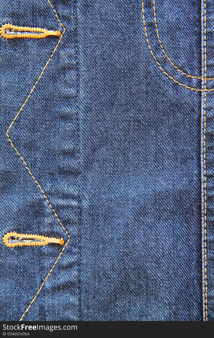 Close-up of the blue jeans cloth. Close-up of the blue jeans cloth