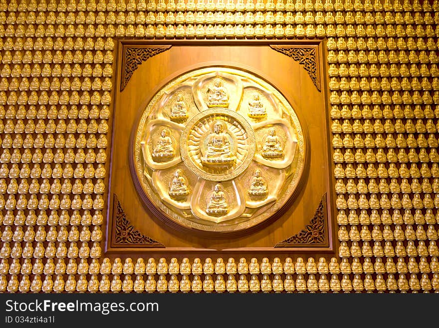 Million of golden Buddha statue in chinese temple Thailand