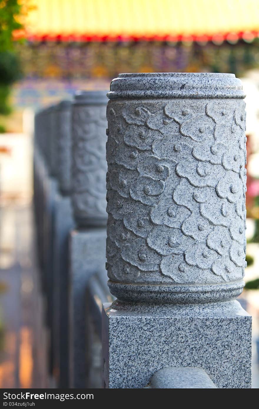 A head of column chinese style in chinese temple Thailand