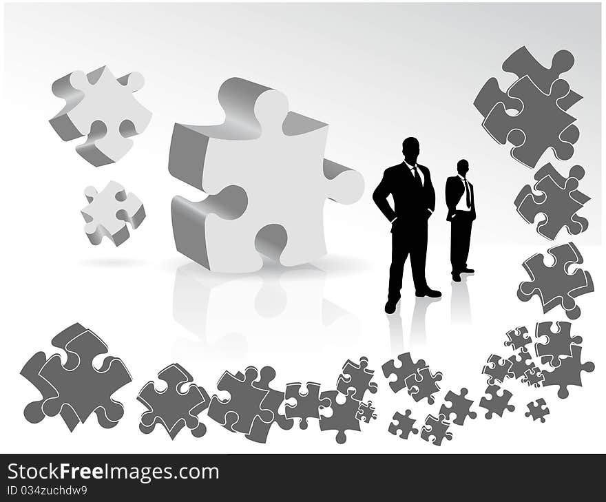 Business concept design with 3d puzzle