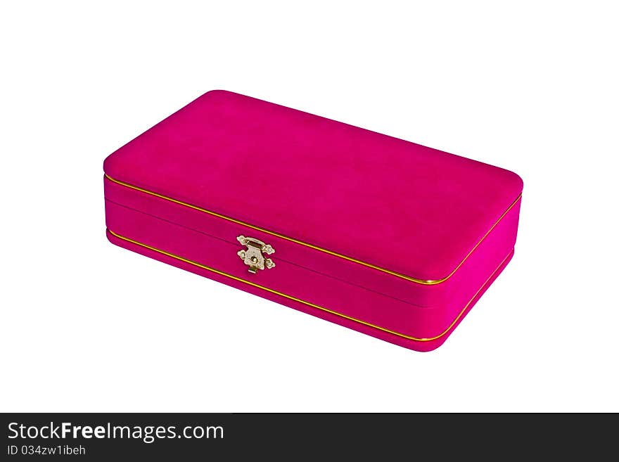 Pink velvet box isolated on white background