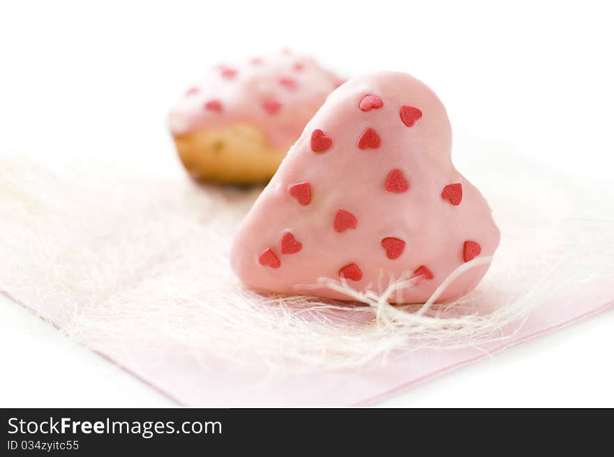 Heart shape cakes isolated on white background