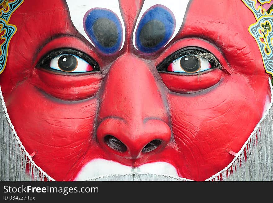 Giant Size Chinese Opera Mask On Display Outdoor. Giant Size Chinese Opera Mask On Display Outdoor