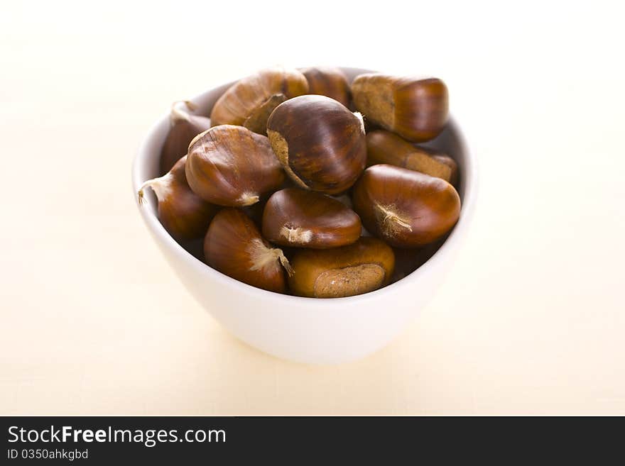 Chestnuts on a white background