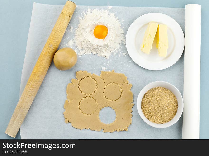 Baking ingredients for shortcrust pastry