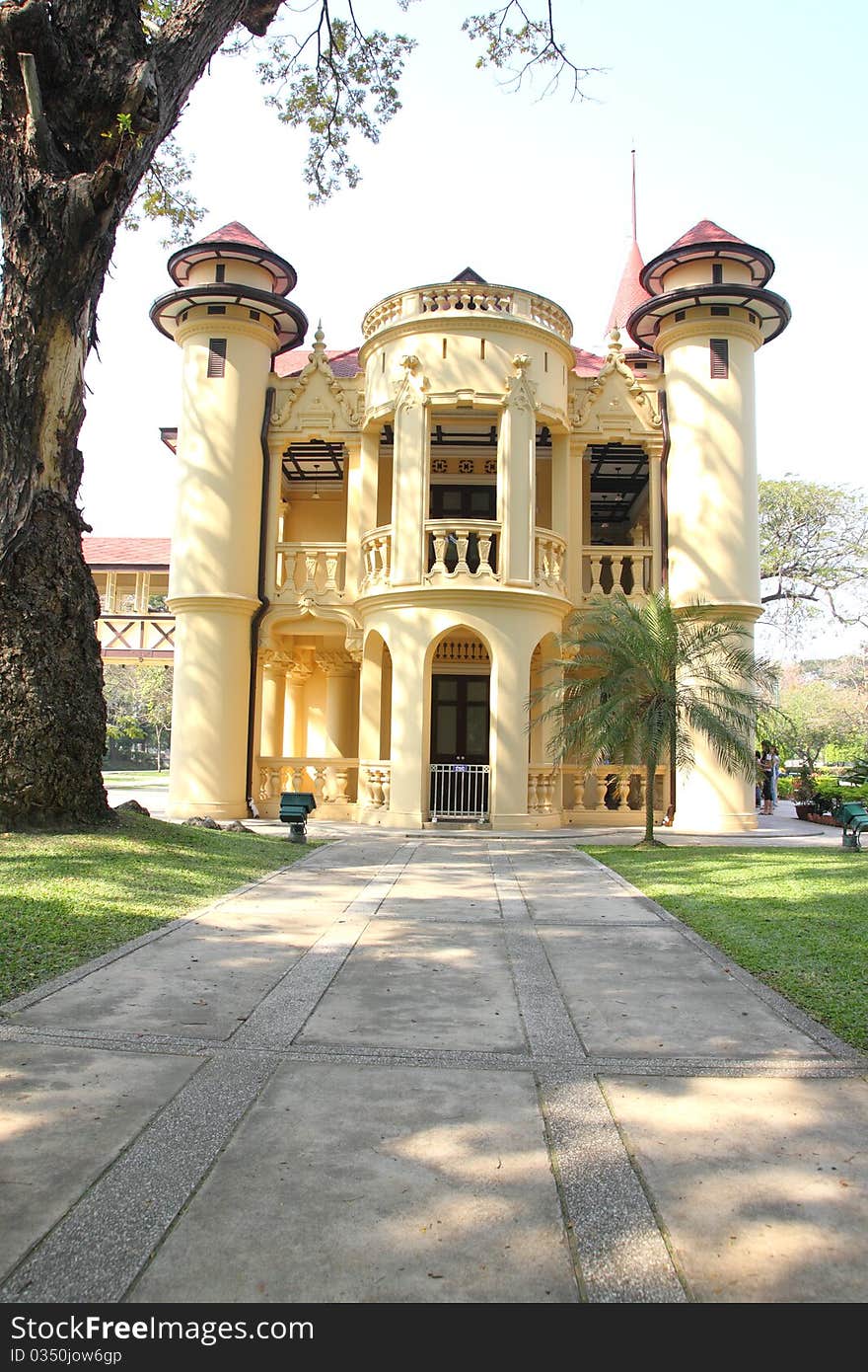 Building of a royal residence in the old days. Building of a royal residence in the old days