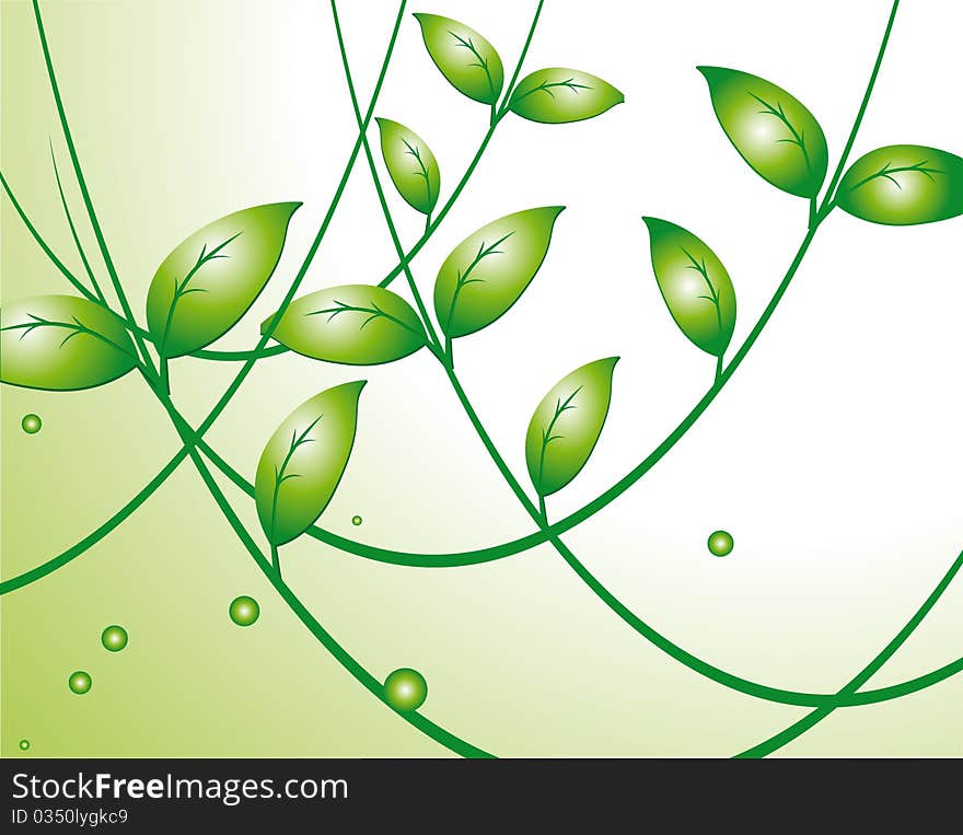 Light background with green leaves