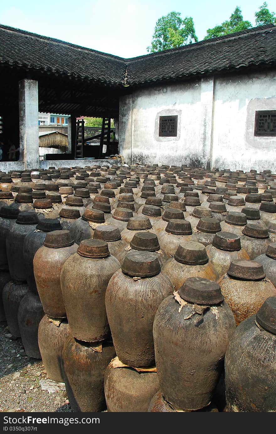 Make wine for hundreds years jars in a Springside of China. Make wine for hundreds years jars in a Springside of China