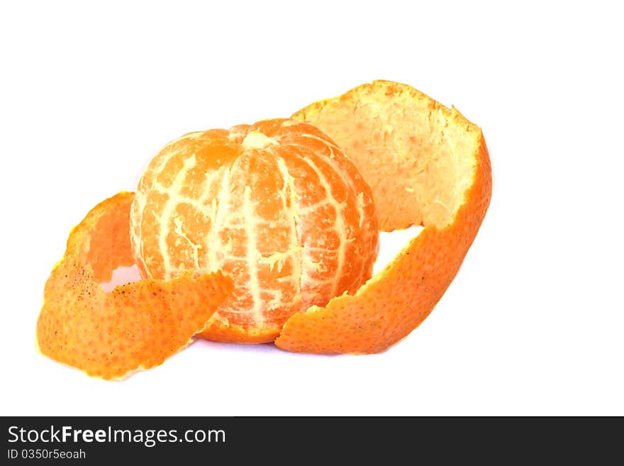 Closeup isolate Mandarin Orange peel