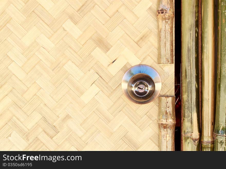 Door knob on the bamboo hut in Thailand