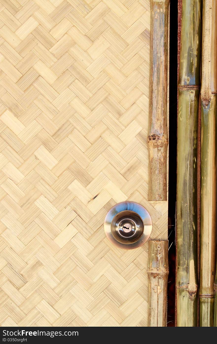 Door knob on the bamboo hut