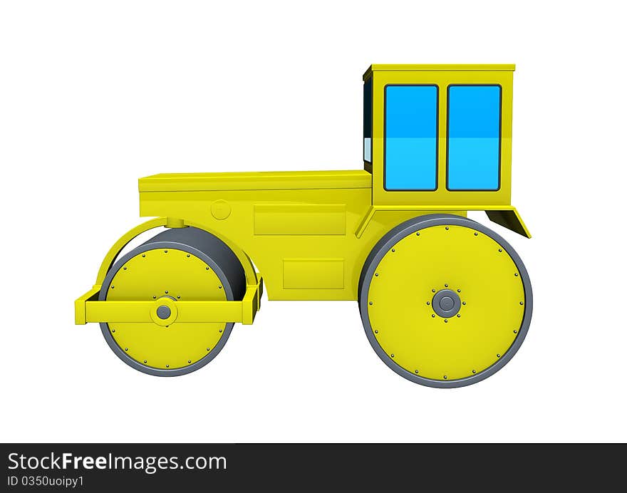 A illustration of road roller on white