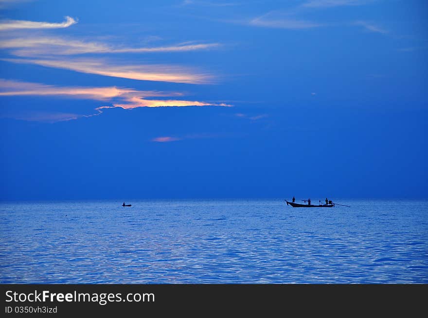 Sunset over sea at phaghan thailand