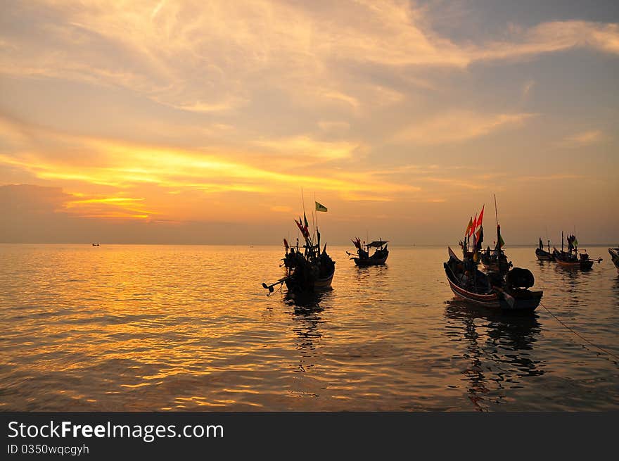 Sunset over sea at phaghan thailand