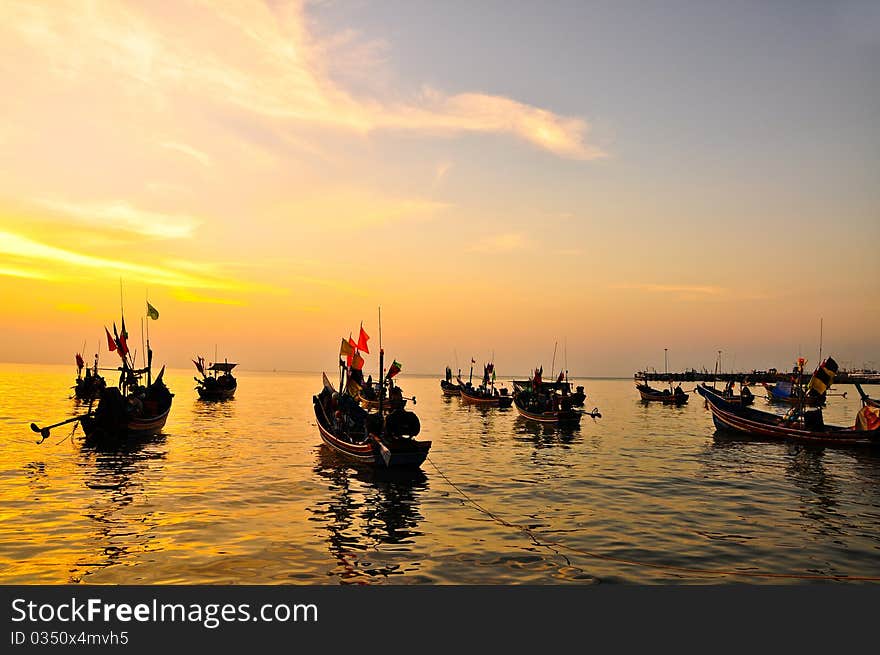 Sunset over sea at phaghan thailand