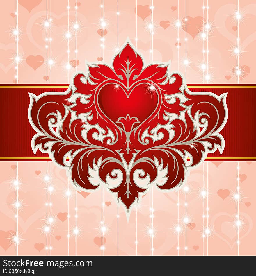 Valentine Days illustration with floral elements