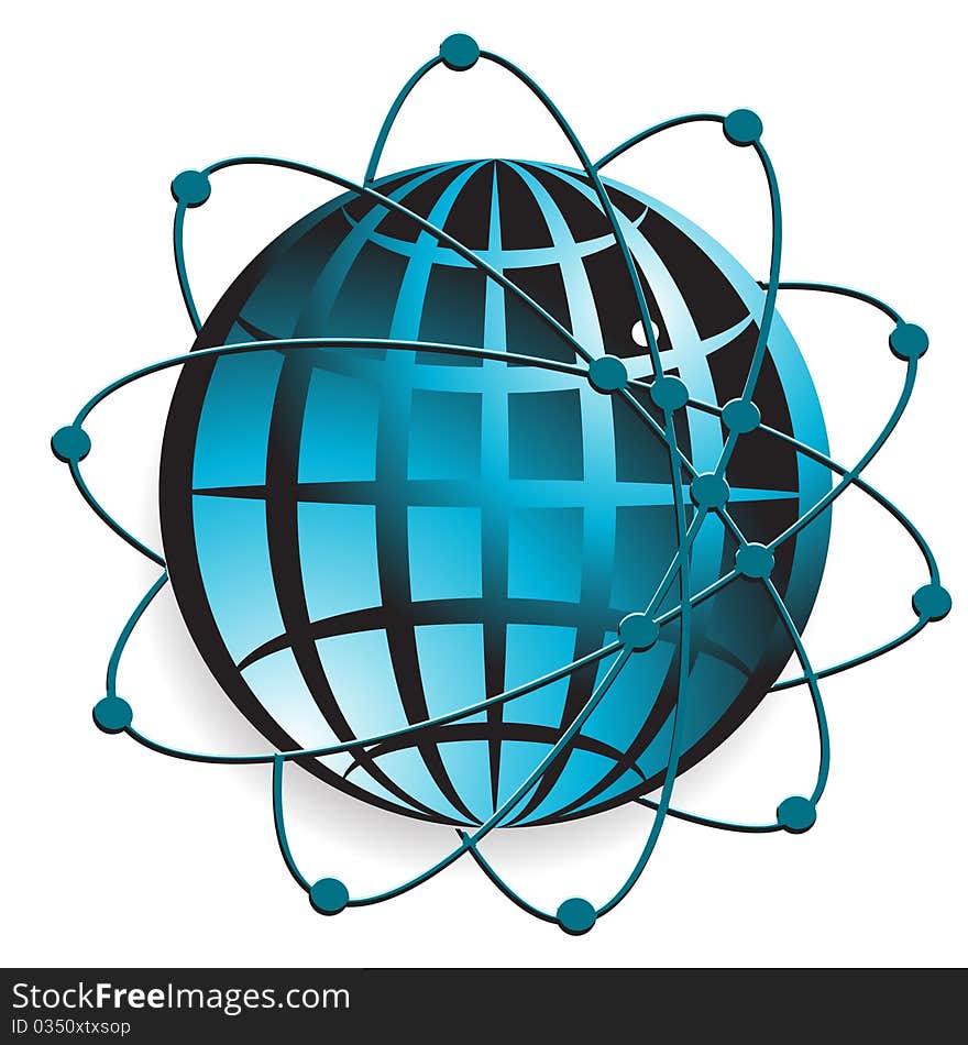 Illustration, transparent blue globe on white background