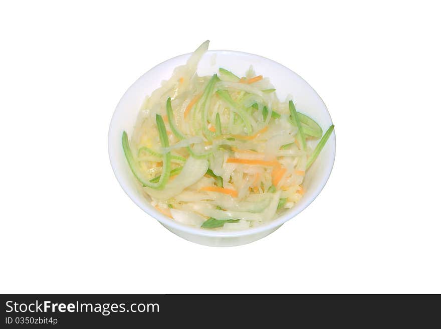 Green cabbage shredded with carrot