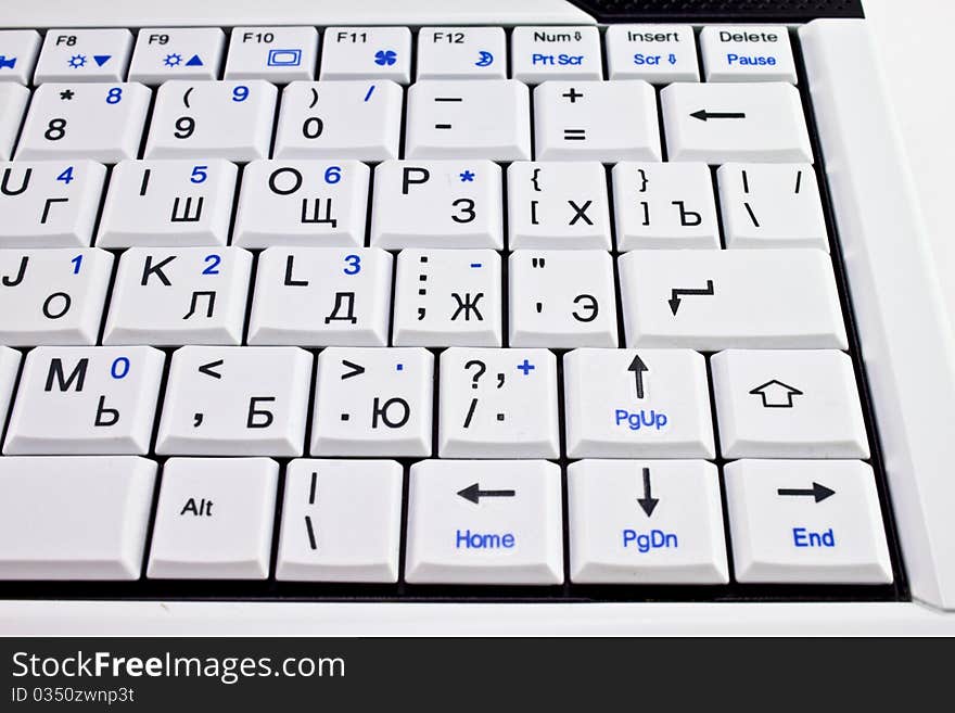 Keyboard netbook white with black letters. Keyboard netbook white with black letters