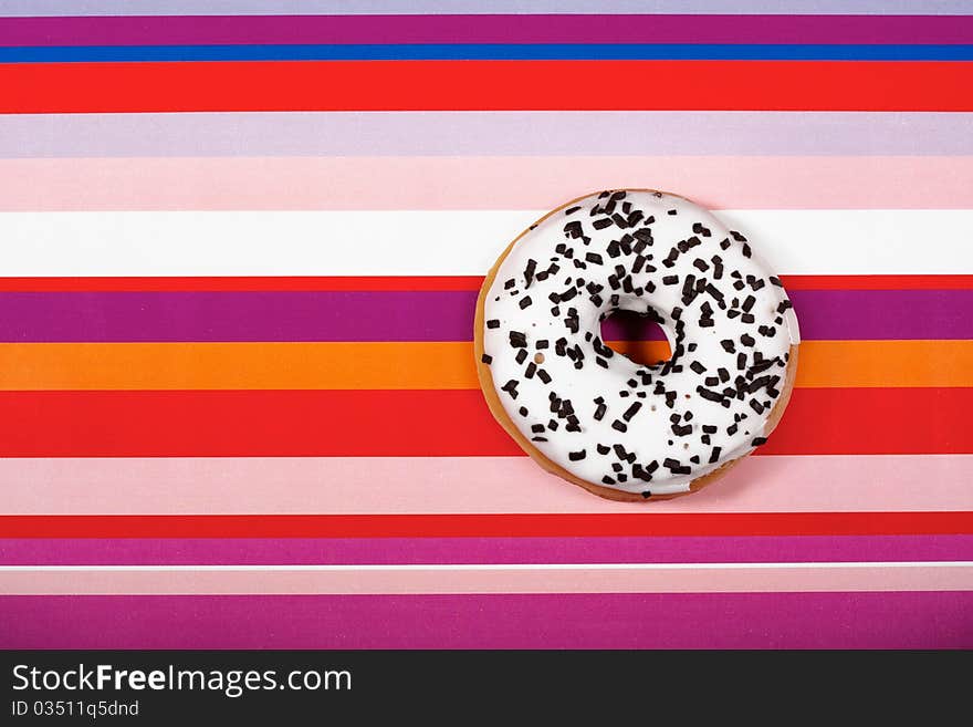 Sweet Donut on red tablecloth