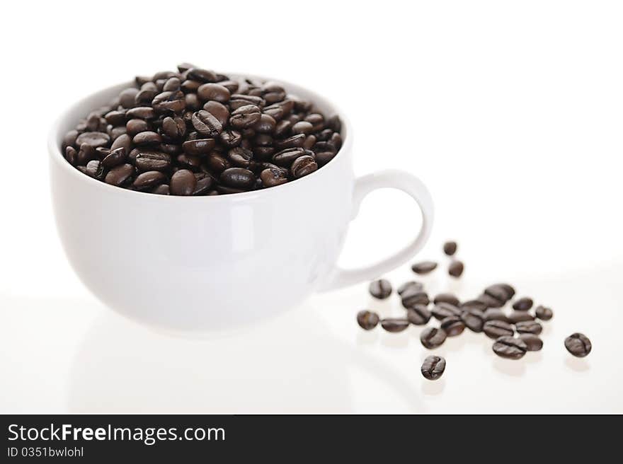 White coffee cup on the white background