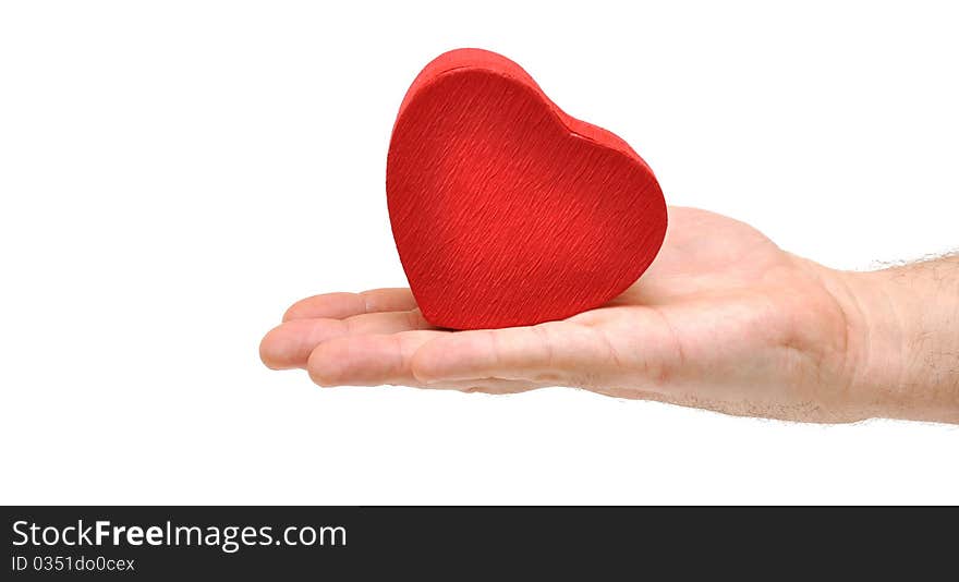 Man s hands gifting heart on valentine day