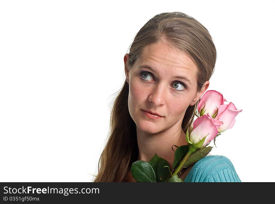 Portrait of a Beautiful Girl with Flowers