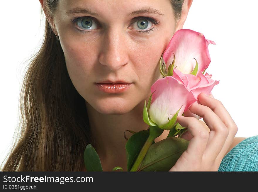 Portrait of a Beautiful Girl with Flowers