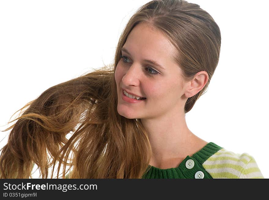 Portrait of a Beautiful Girl with Long Hair