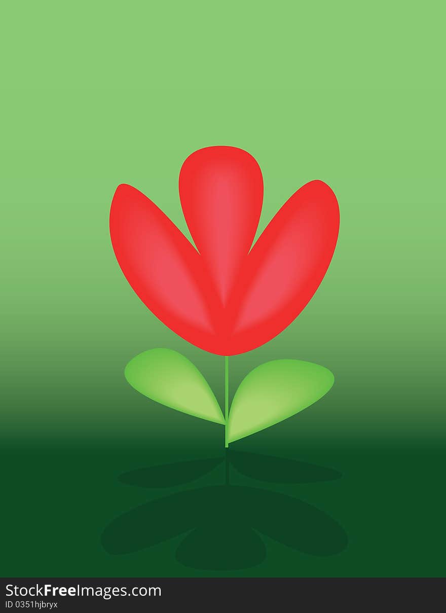 Red tulip on green backround