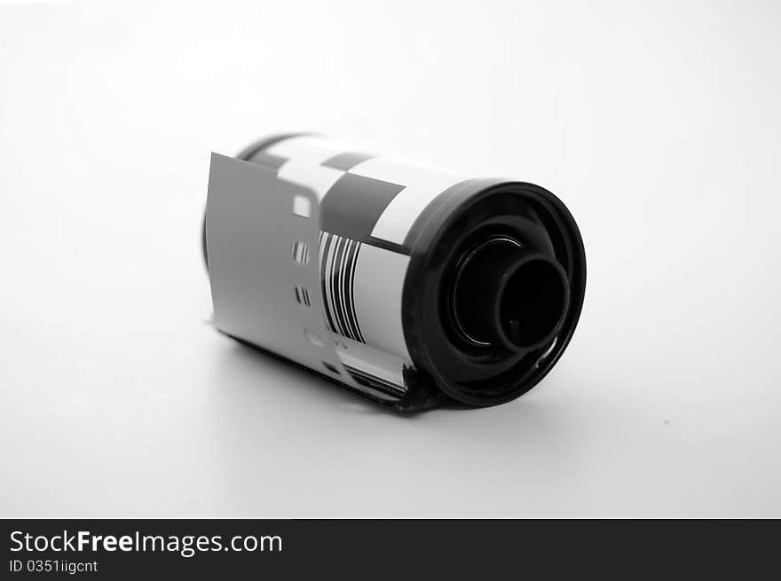 35mm film canister isolated on white background