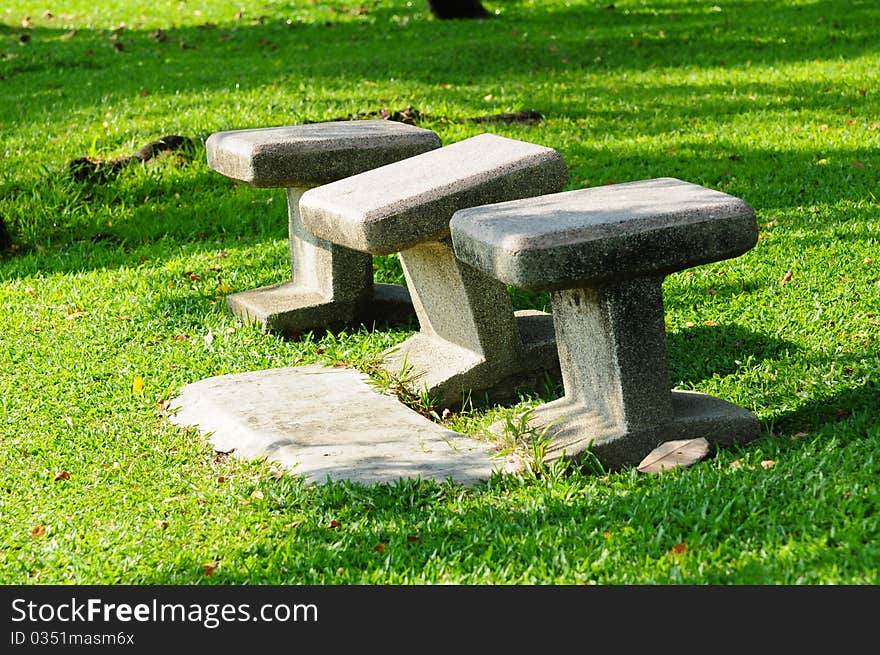 Stone chairs standing on the garden