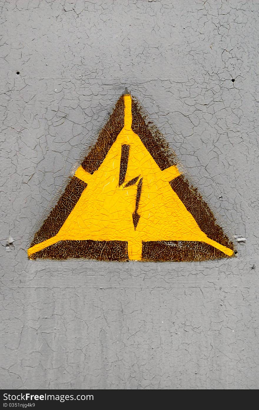 High voltage sign painted on the iron door