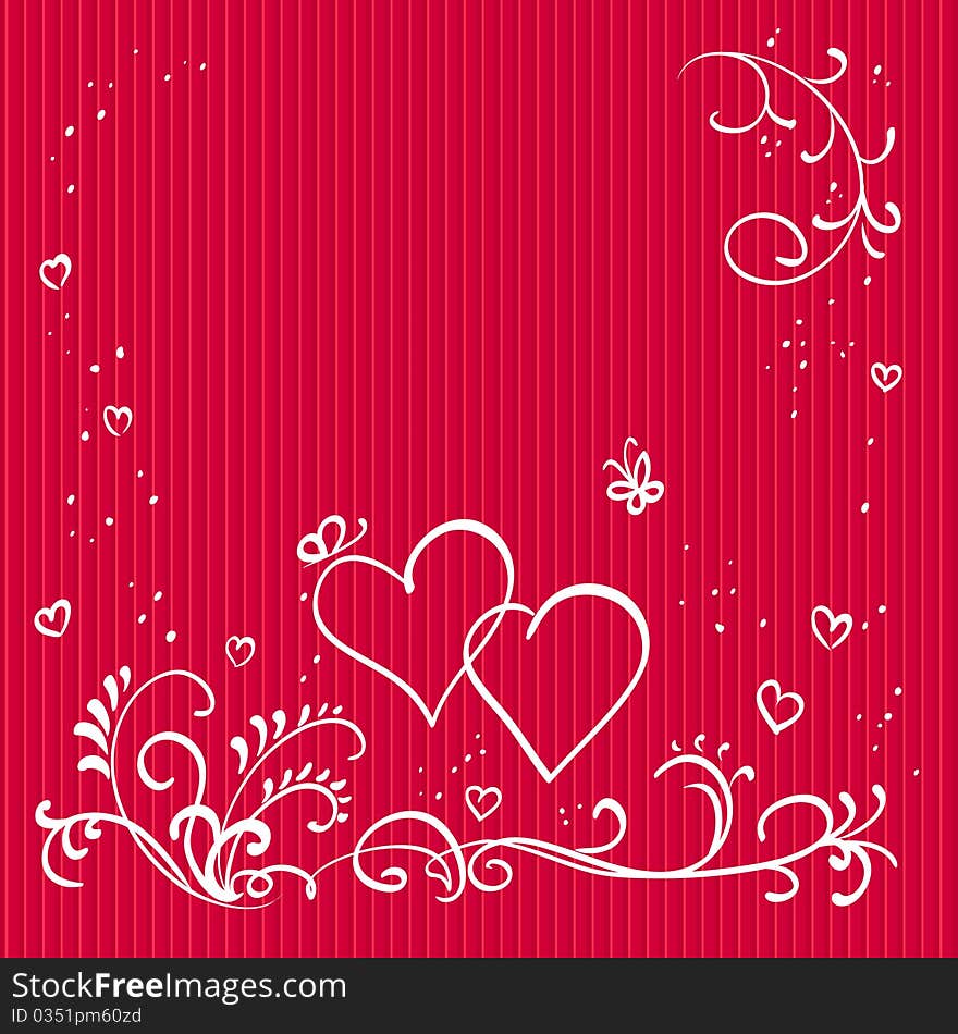 Red valentine background with hearts