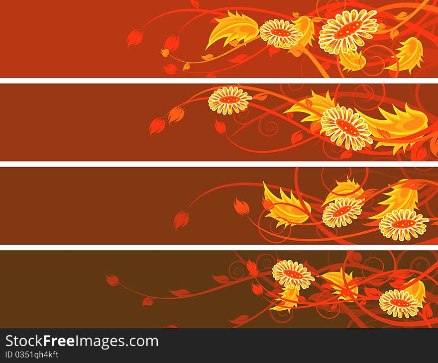 Separated floral banner set for your advert message. Separated floral banner set for your advert message