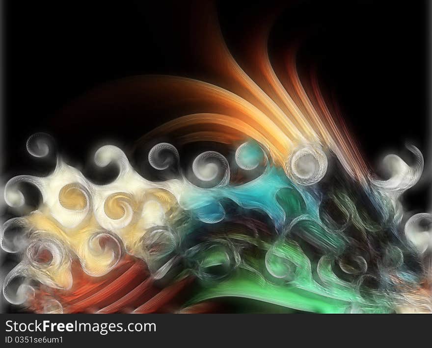 Waves and swirls painting composition for art backgrounds. Waves and swirls painting composition for art backgrounds.