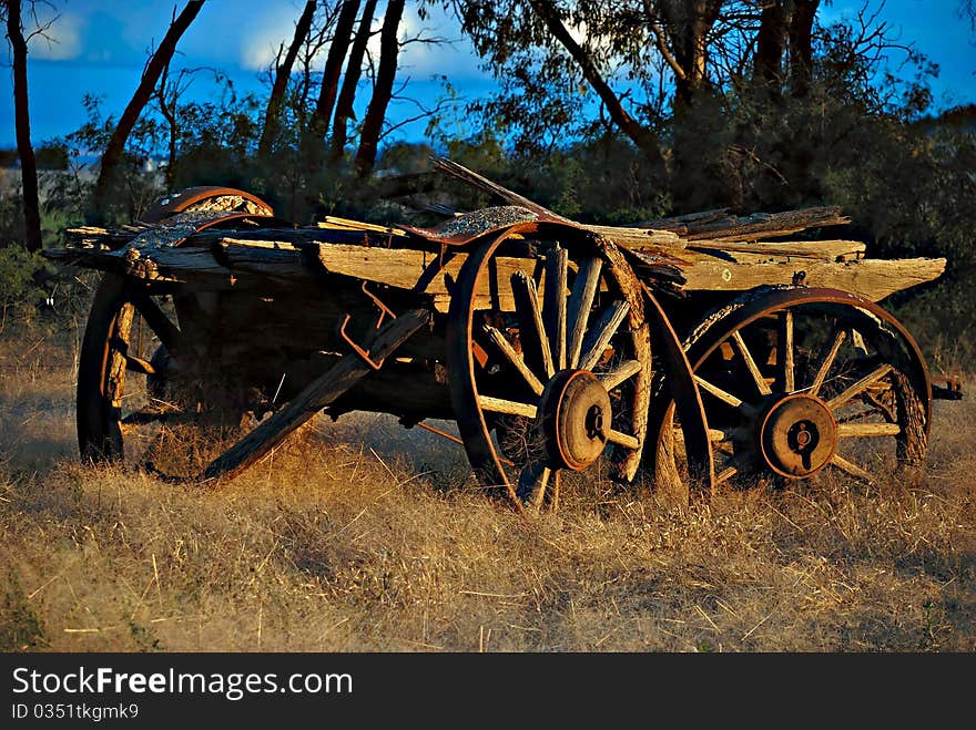 An old wagon in a farmers paddock. An old wagon in a farmers paddock