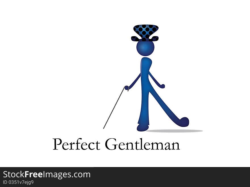 Stylized blue gentleman with hat logo. Stylized blue gentleman with hat logo.