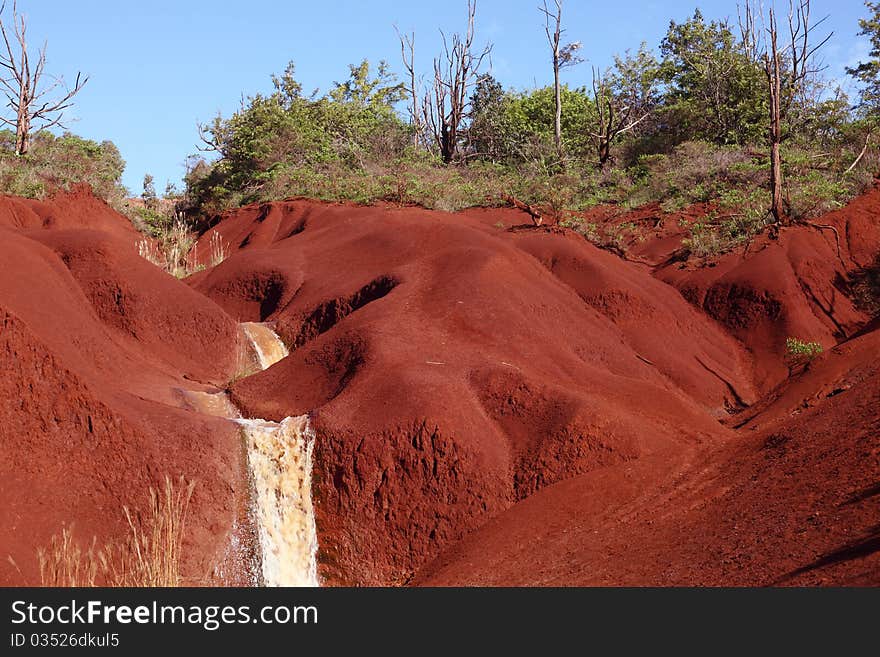 Red dirt of Waimea canyon, Kauai.