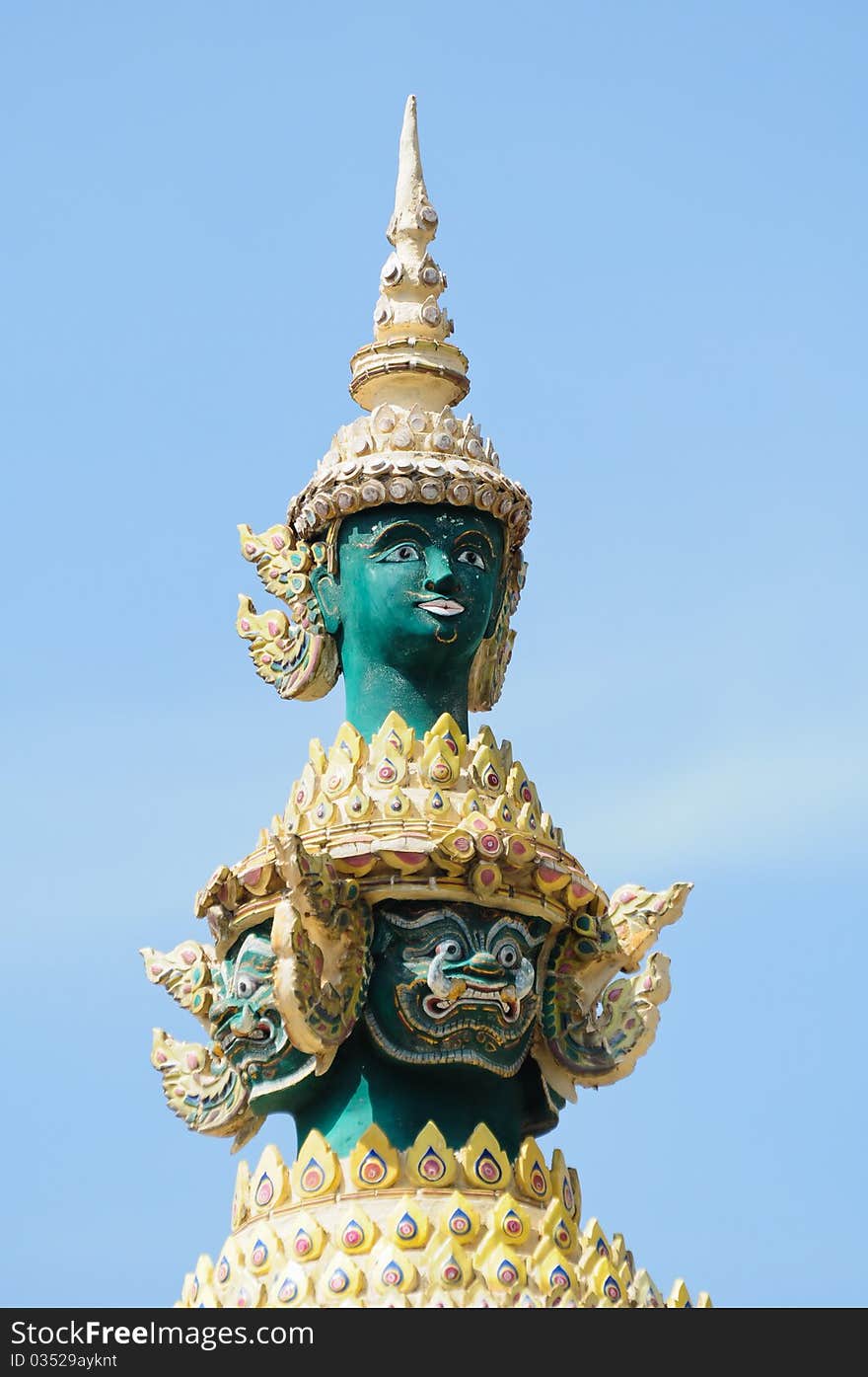 Giant Statues, at the Wat pha Kaew temple, Bangkok, Thailand