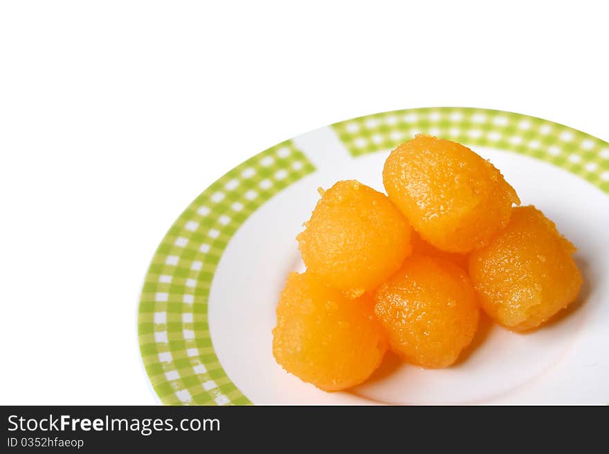 Traditional Thai dessert in the ceramic bowl