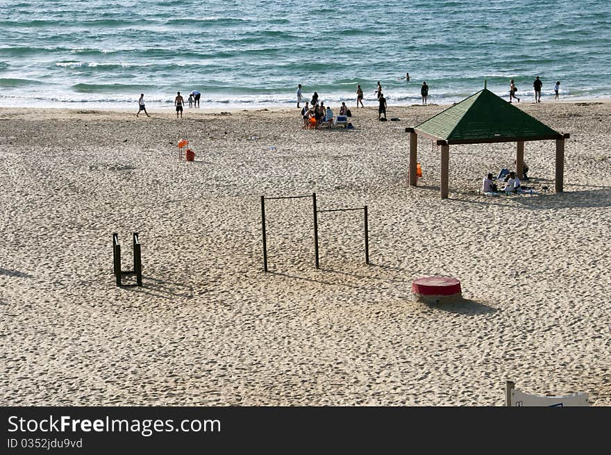 Mediterranean Sea coast of Israel in the early morning