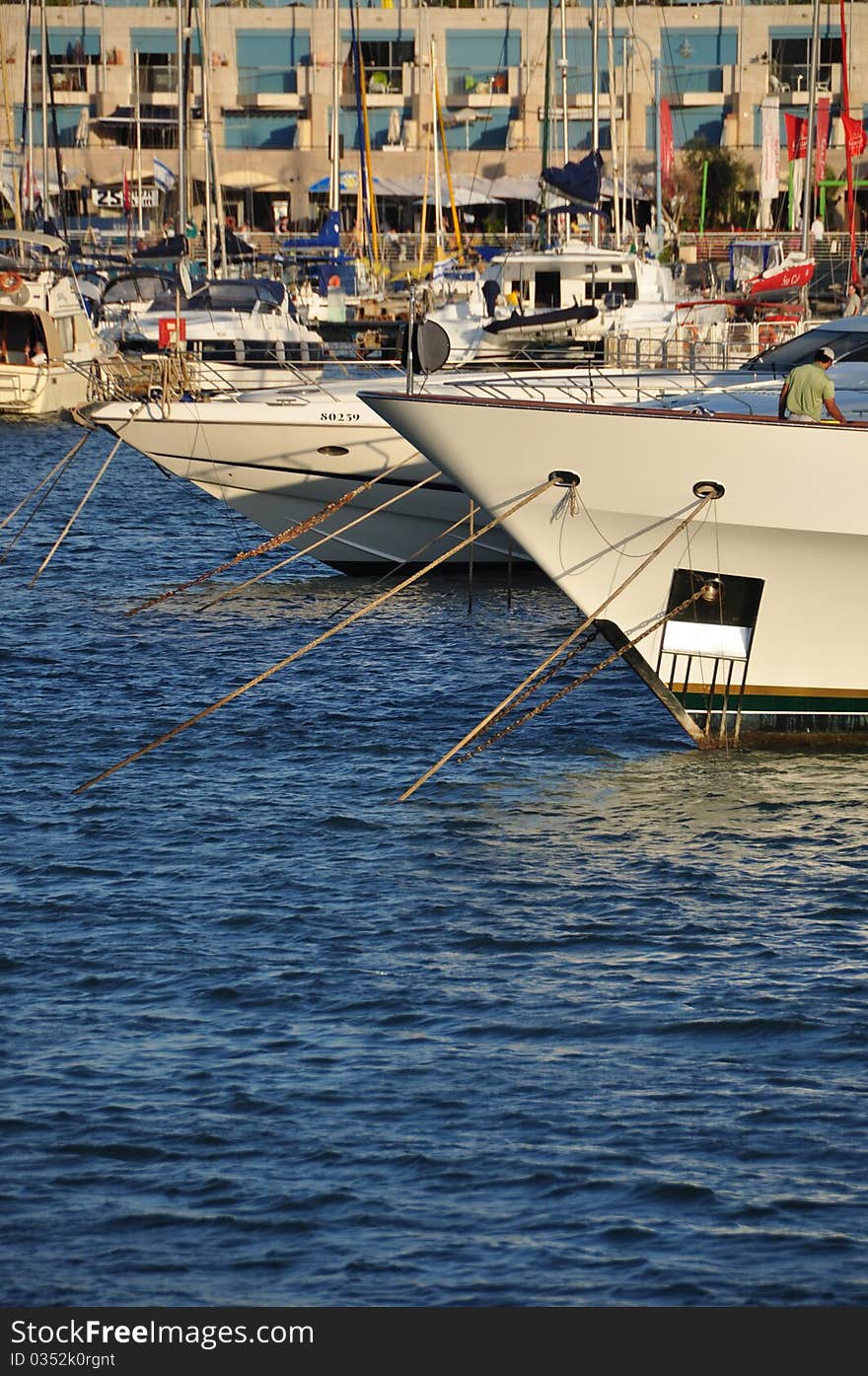 Yacht on the Mediterranean coast of Israel. Yacht on the Mediterranean coast of Israel