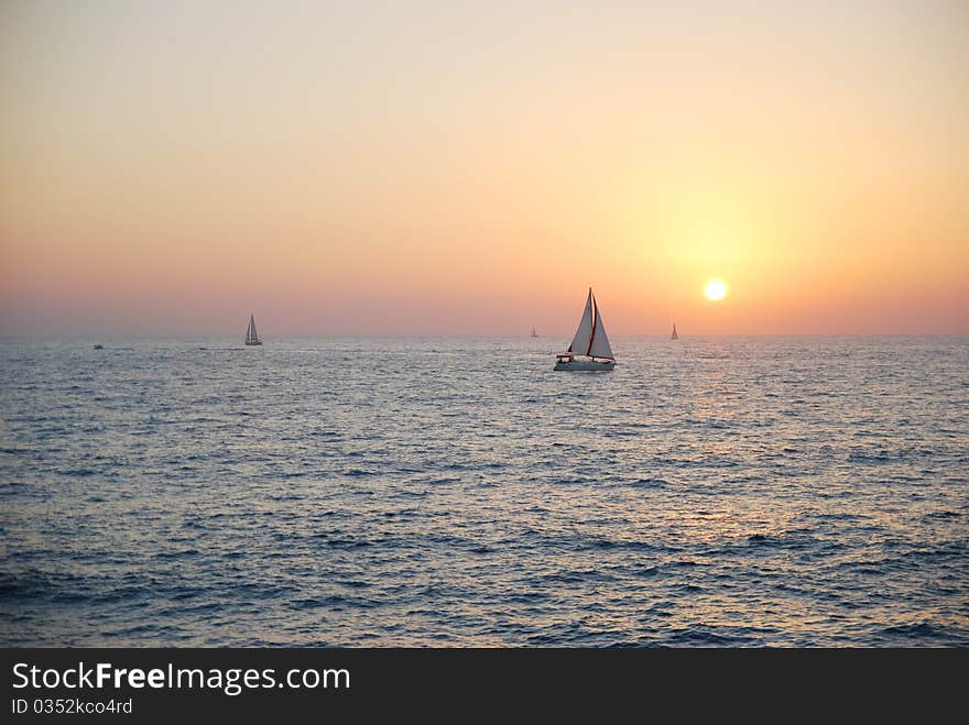 Yacht on the Mediterranean coast of Israel. Yacht on the Mediterranean coast of Israel