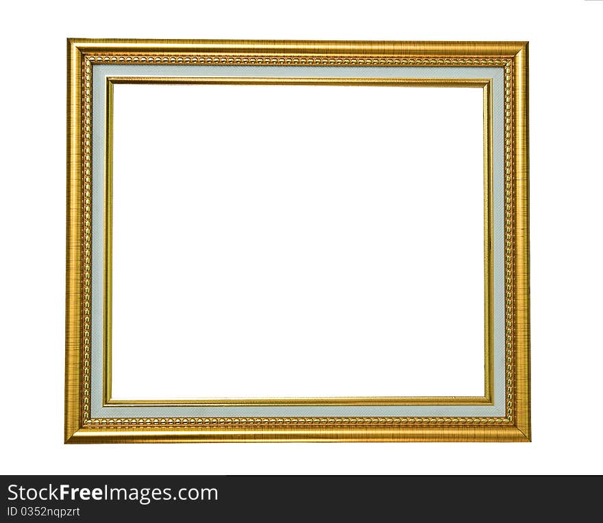 Isolated Golden Wooden Photo Frame